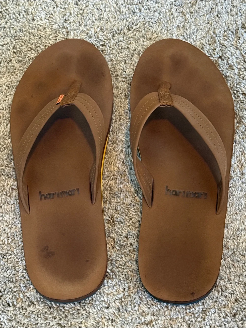 Men's Brown Leather Flip Flop Sandals